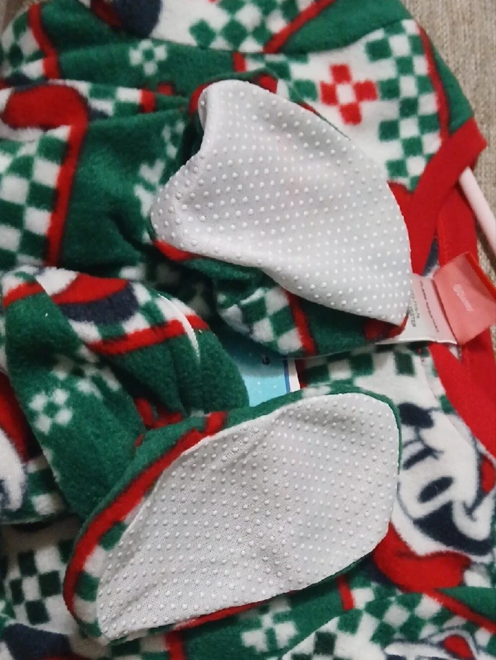 Disney Green and Red Mickey Holiday Footed One-Piece 12 MONTHS